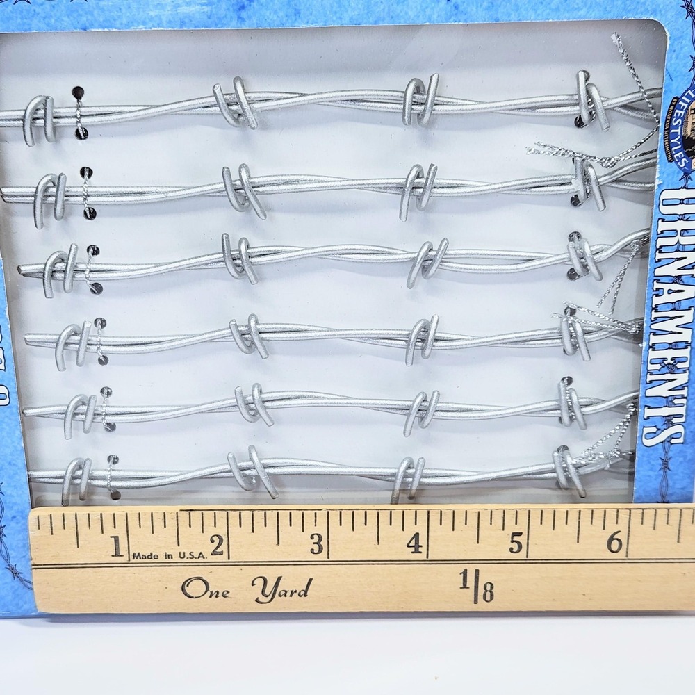 Lot of 7 Montana Lifestyles Barbed Wire Ornaments 6 Pc. Silver Western Christmas - Picture 9 of 9